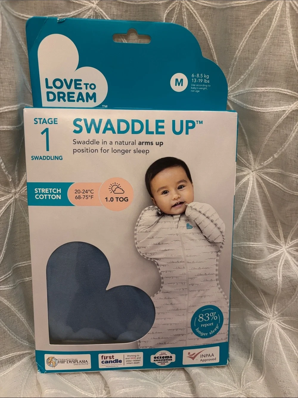 Love to Dream Swaddle Up Stage 1 Baby Sleep Suit - Blue - M